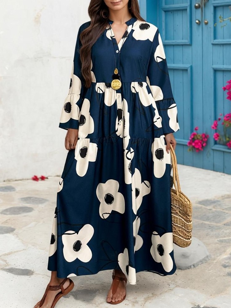 Midi Skirt Floral - XL-4XL Artı Boyutu Elbise Elbiseler Kadın